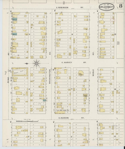 Sanborn Fire Insurance Map from Oklahoma City, Oklahoma County, Oklahoma (1894), Sheet #0008 - Complete Map Set gallery image, historic Sanborn map, vintage wall art, Oklahoma City Oklahoma