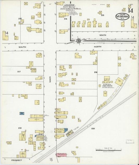 Sanborn Fire Insurance Map from Mount Morris, Livingston County, New York (1921), Sheet #0014 - Historic Sanborn Fire Insurance Map Print, vintage old map wall art, antique decor, genealogy gift, New York New York map