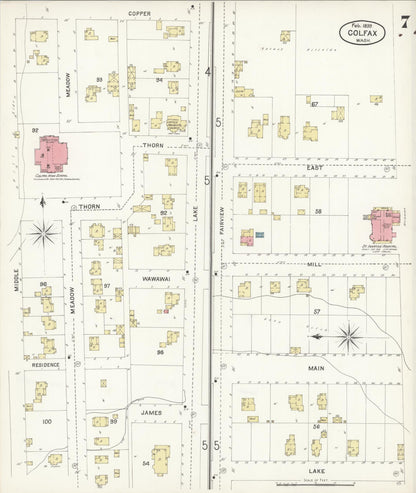Sanborn Fire Insurance Map from Colfax, Whitman County, Washington (1899), Sheet #0007 - Complete Map Set gallery image, historic Sanborn map, vintage wall art, Washington Washington