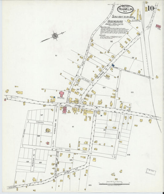 Sanborn Fire Insurance Map from Franklin, Sussex County, New Jersey (1920), Sheet #0010 - Historic Sanborn Fire Insurance Map Print, vintage old map wall art, antique decor, genealogy gift, New Jersey New Jersey map