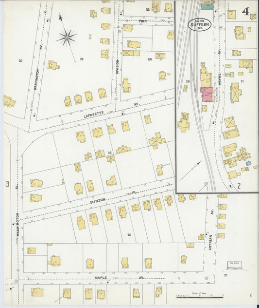 Sanborn Fire Insurance Map from Suffern, Rockland County, New York (1902), Sheet #0004 - Historic Sanborn Fire Insurance Map Print, vintage old map wall art, antique decor, genealogy gift, New York New York map
