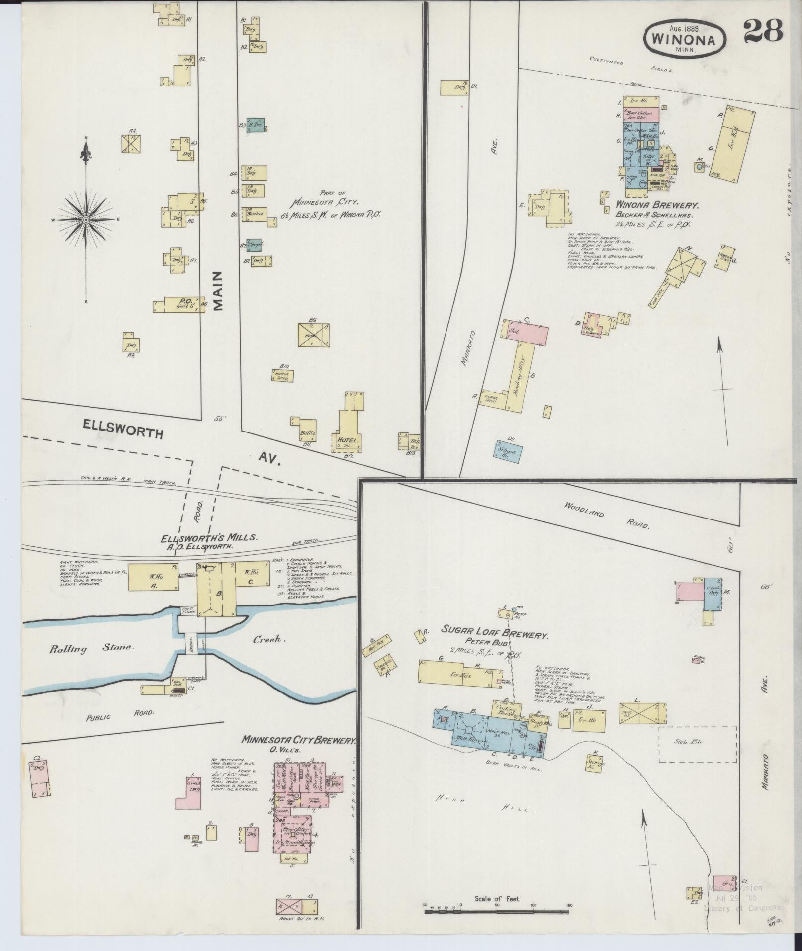 Sanborn Fire Insurance Map from Winona, Winona County, Minnesota (1889), Sheet #0028 - Complete Map Set gallery image, historic Sanborn map, vintage wall art, Minnesota Minnesota