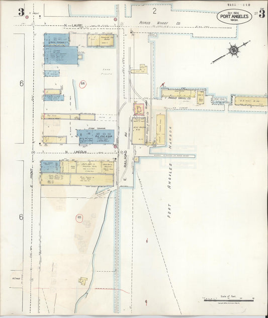 Sanborn Fire Insurance Map from Port Angeles, Clallam County, Washington (1949), Sheet #0003 - Historic Sanborn Fire Insurance Map Print, vintage old map wall art, antique decor, genealogy gift, Washington Washington map