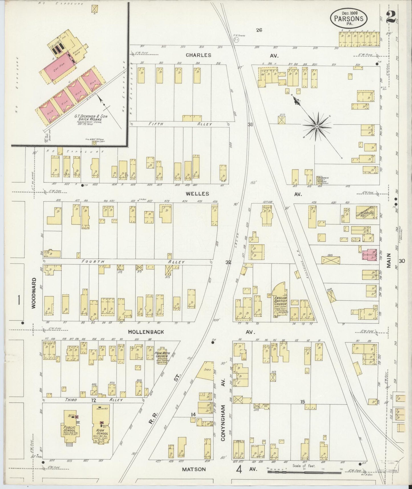 Sanborn Fire Insurance Map from Parsons, Luzerne County, Pennsylvania (1908), Sheet #0002 - Complete Map Set gallery image, historic Sanborn map, vintage wall art, Pennsylvania Pennsylvania