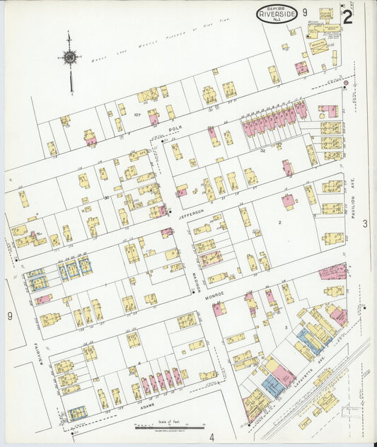 Sanborn Fire Insurance Map from Riverside, Burlington County, New Jersey (1919), Sheet #0002 - Historic Sanborn Fire Insurance Map Print, vintage old map wall art, antique decor, genealogy gift, New Jersey New Jersey map
