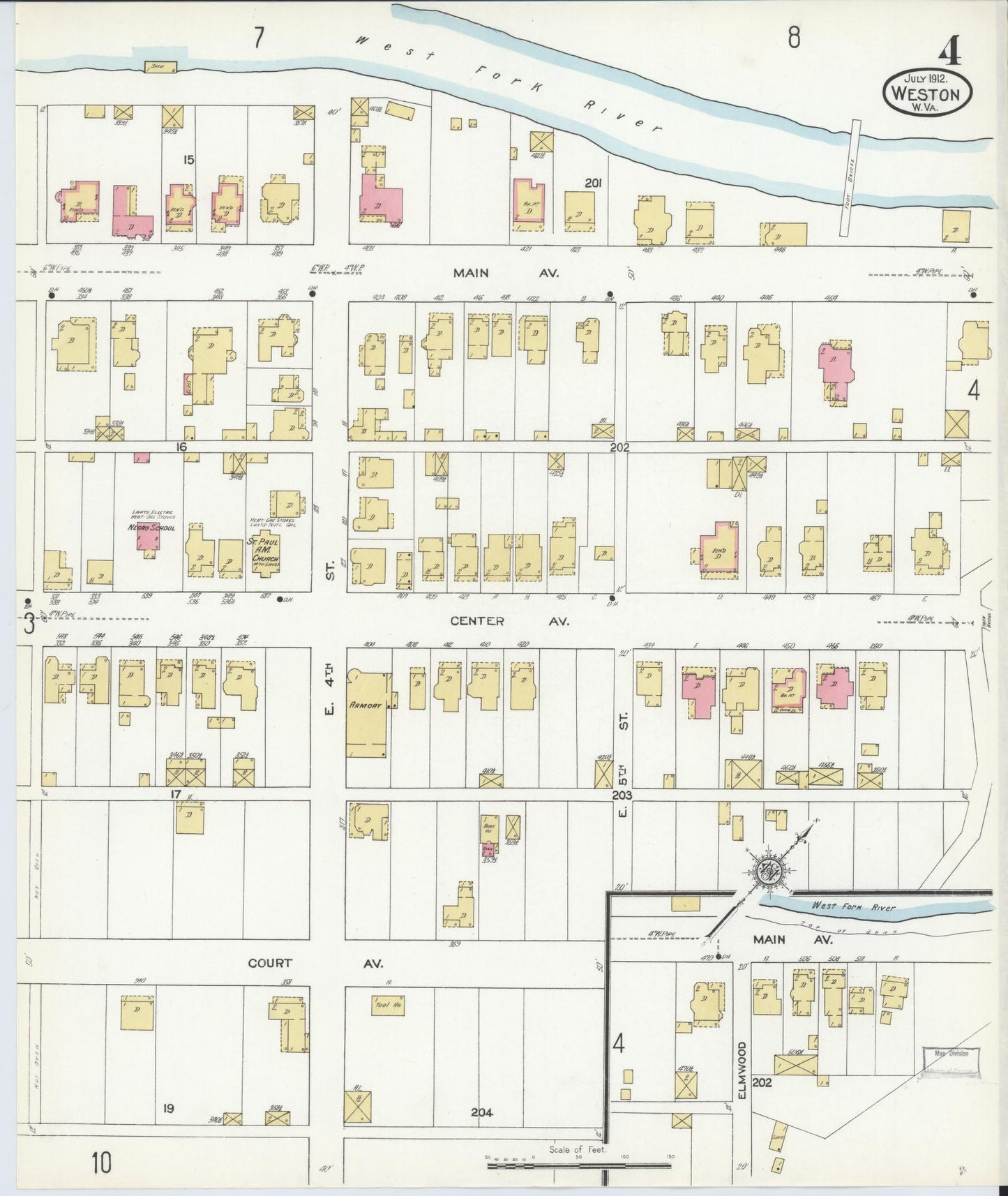 Sanborn Fire Insurance Map from Weston, Lewis County, West Virginia (1913), Sheet #0004 - Complete Map Set gallery image, historic Sanborn map, vintage wall art, West Virginia West Virginia