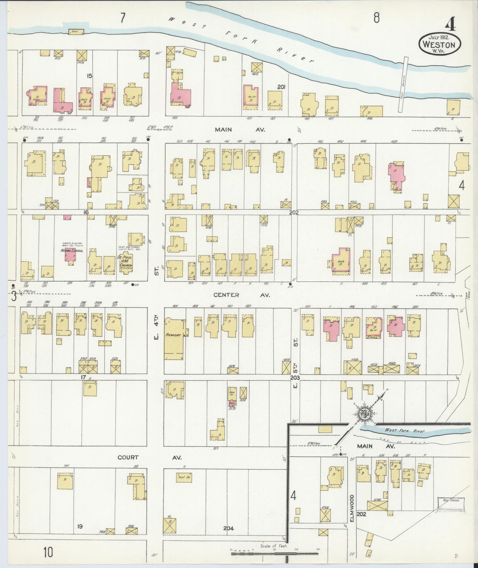 Sanborn Fire Insurance Map from Weston, Lewis County, West Virginia (1913), Sheet #0004 - Complete Map Set gallery image, historic Sanborn map, vintage wall art, West Virginia West Virginia