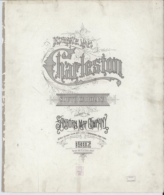Sanborn Fire Insurance Map from Charleston, Charleston County, South Carolina (1902), Sheet #0001 - Historic Sanborn Fire Insurance Map Print, vintage old map wall art, antique decor, genealogy gift, South Carolina South Carolina map