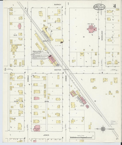 Sanborn Fire Insurance Map from Marcellus, Cass County, Michigan (1914), Sheet #0004 - Historic Sanborn Fire Insurance Map Print, vintage old map wall art, antique decor, genealogy gift, Michigan Michigan map