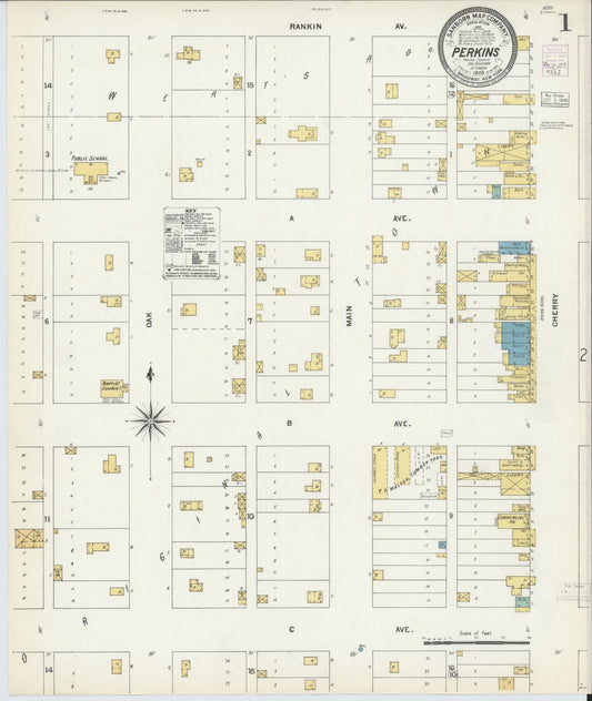 Sanborn Fire Insurance Map from Perkins, Payne County, Oklahoma (1903), Sheet #0001 - Historic Sanborn Fire Insurance Map Print, vintage old map wall art, antique decor, genealogy gift, Oklahoma Oklahoma map