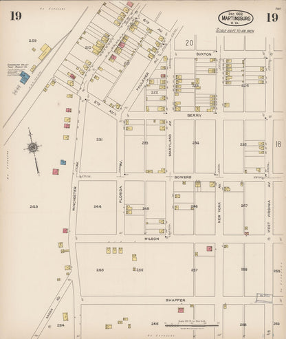 Sanborn Fire Insurance Map from Martinsburg, Berkeley County, West Virginia (1922), Sheet #0019 - Complete Map Set gallery image, historic Sanborn map, vintage wall art, West Virginia West Virginia
