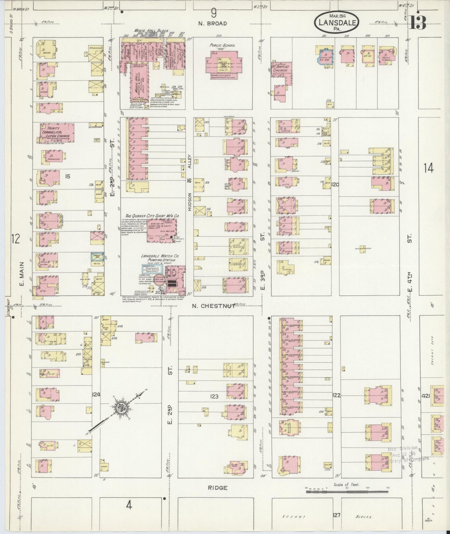 Sanborn Fire Insurance Map from Lansdale, Montgomery County, Pennsylvania (1914), Sheet #0013 - Complete Map Set gallery image, historic Sanborn map, vintage wall art, Pennsylvania Pennsylvania