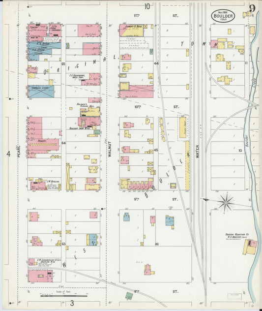 Sanborn Fire Insurance Map from Boulder, Boulder County, Colorado (1900), Sheet #0009 - Historic Sanborn Fire Insurance Map Print, vintage old map wall art, antique decor, genealogy gift, Colorado Colorado map