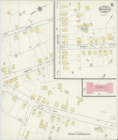 Sanborn Fire Insurance Map from Branford, New Haven County, Connecticut (1914), Sheet #0006 - Complete Map Set gallery image, historic Sanborn map, vintage wall art, Connecticut Connecticut