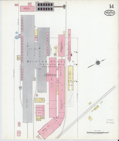 Sanborn Fire Insurance Map from Weirton, Hancock County, West Virginia (1919), Sheet #0014 - Complete Map Set gallery image, historic Sanborn map, vintage wall art, West Virginia West Virginia