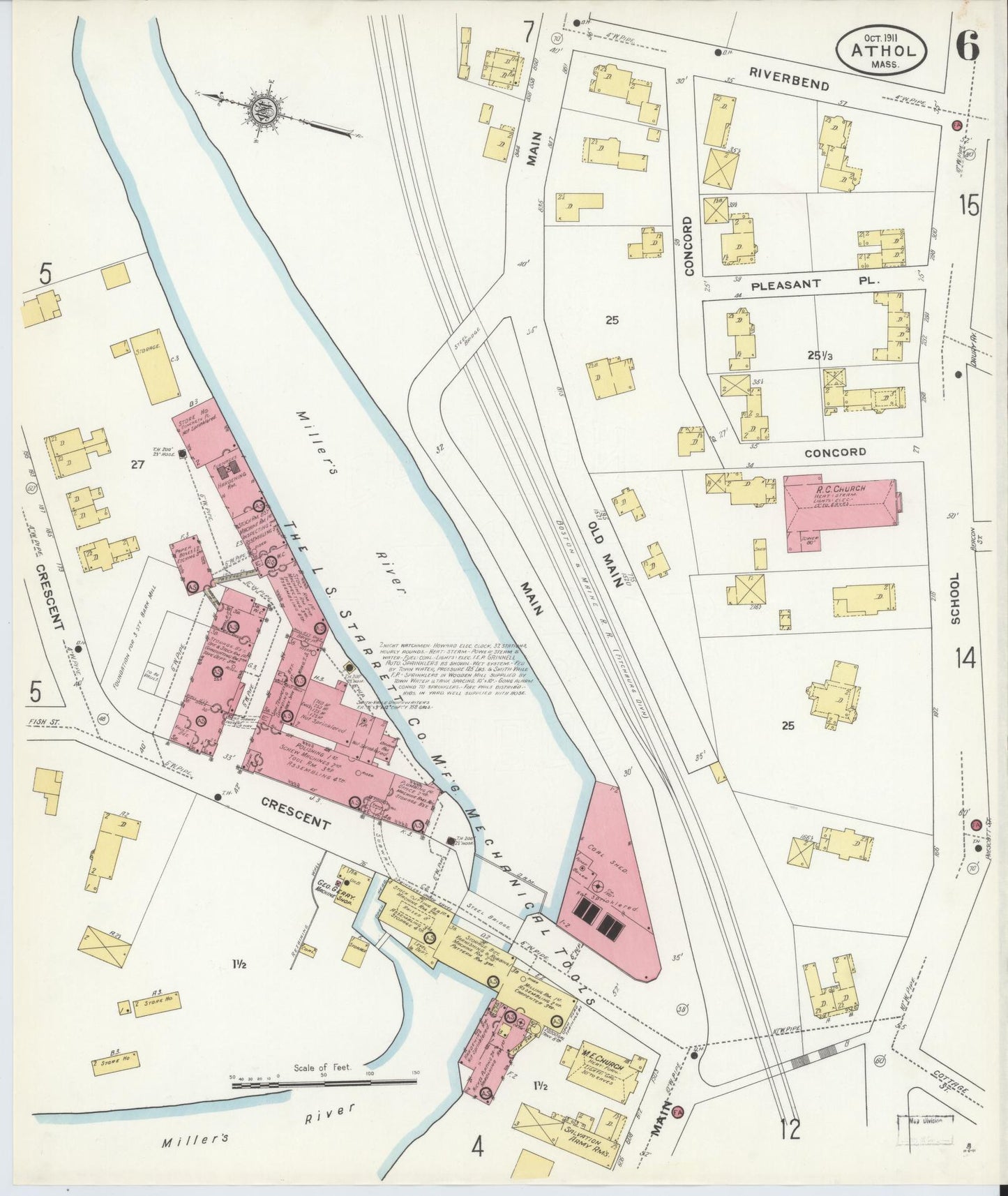 Sanborn Fire Insurance Map from Athol, Worcester County, Massachusetts (1911), Sheet #0006 - Complete Map Set gallery image, historic Sanborn map, vintage wall art, Massachusetts Massachusetts