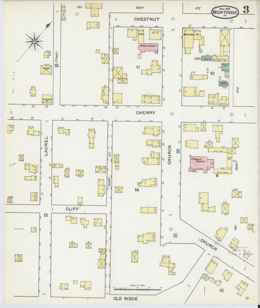 Sanborn Fire Insurance Map from Montrose, Susquehanna County, Pennsylvania (1892), Sheet #0003 - Historic Sanborn Fire Insurance Map Print, vintage old map wall art, antique decor, genealogy gift, Pennsylvania Pennsylvania map