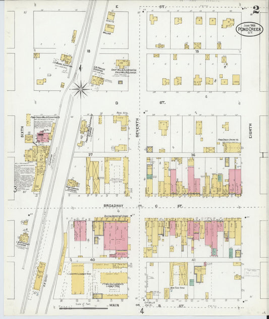 Sanborn Fire Insurance Map from Pond Creek, Grant County, Oklahoma (1905), Sheet #0002 - Historic Sanborn Fire Insurance Map Print, vintage old map wall art, antique decor, genealogy gift, Oklahoma Oklahoma map