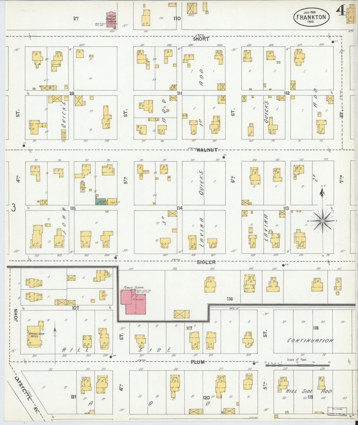 Sanborn Fire Insurance Map from Frankton, Madison County, Indiana (1900), Sheet #0004 - Historic Sanborn Fire Insurance Map Print, vintage old map wall art, antique decor, genealogy gift, Indiana Indiana map