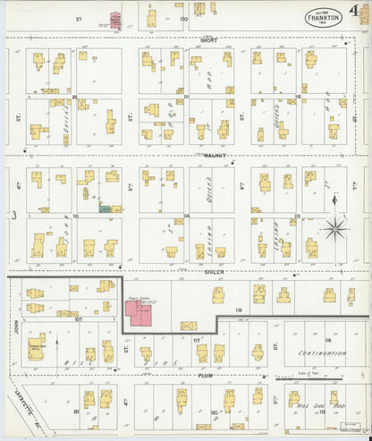 Sanborn Fire Insurance Map from Frankton, Madison County, Indiana (1900), Sheet #0004 - Historic Sanborn Fire Insurance Map Print, vintage old map wall art, antique decor, genealogy gift, Indiana Indiana map
