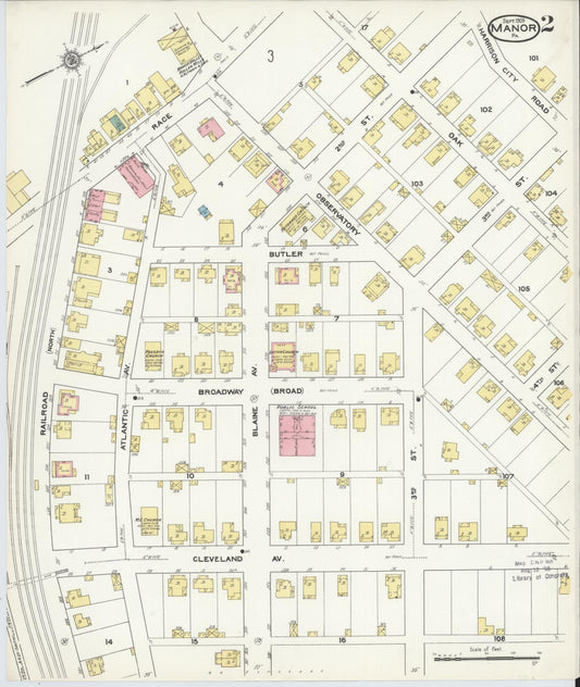 Sanborn Fire Insurance Map from Manor, Westmoreland County, Pennsylvania (1909), Sheet #0002 - Historic Sanborn Fire Insurance Map Print, vintage old map wall art, antique decor, genealogy gift, Pennsylvania Pennsylvania map