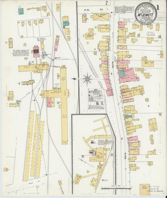 Sanborn Fire Insurance Map from Mount Jewett, McKean County, Pennsylvania (1903), Sheet #0001 - Historic Sanborn Fire Insurance Map Print, vintage old map wall art, antique decor, genealogy gift, Pennsylvania Pennsylvania map