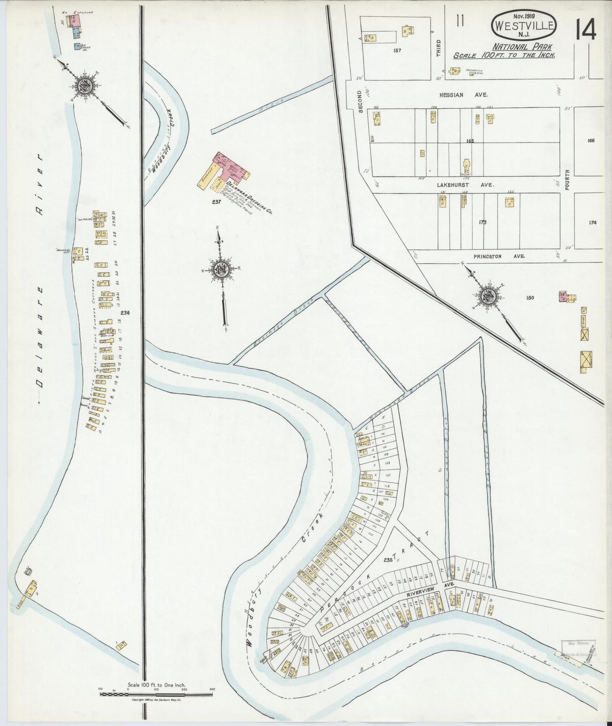 Sanborn Fire Insurance Map from Westville, Gloucester County, New Jersey (1919), Sheet #0014 - Complete Map Set gallery image, historic Sanborn map, vintage wall art, New Jersey New Jersey