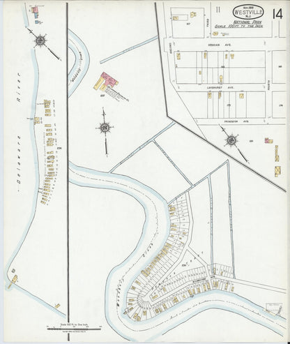 Sanborn Fire Insurance Map from Westville, Gloucester County, New Jersey (1919), Sheet #0014 - Complete Map Set gallery image, historic Sanborn map, vintage wall art, New Jersey New Jersey