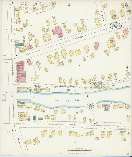 Sanborn Fire Insurance Map from Adams, Jefferson County, New York (1898), Sheet #0005 - Historic Sanborn Fire Insurance Map Print, vintage old map wall art, antique decor, genealogy gift, New York New York map