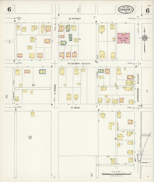 Sanborn Fire Insurance Map from Somerset, Somerset County, Pennsylvania (1924), Sheet #0006 - Historic Sanborn Fire Insurance Map Print, vintage old map wall art, antique decor, genealogy gift, Pennsylvania Pennsylvania map