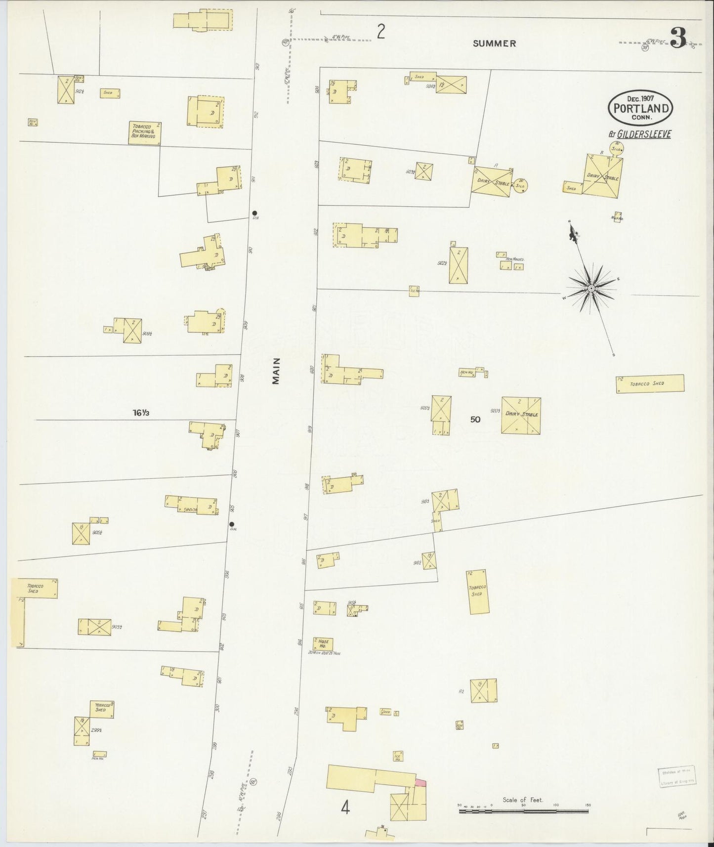 Sanborn Fire Insurance Map from Portland, Middlesex County, Connecticut (1907), Sheet #0003 - Complete Map Set gallery image, historic Sanborn map, vintage wall art, Connecticut Connecticut