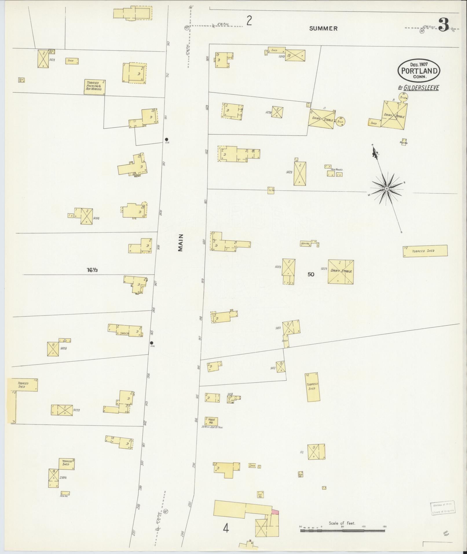 Sanborn Fire Insurance Map from Portland, Middlesex County, Connecticut (1907), Sheet #0003 - Complete Map Set gallery image, historic Sanborn map, vintage wall art, Connecticut Connecticut