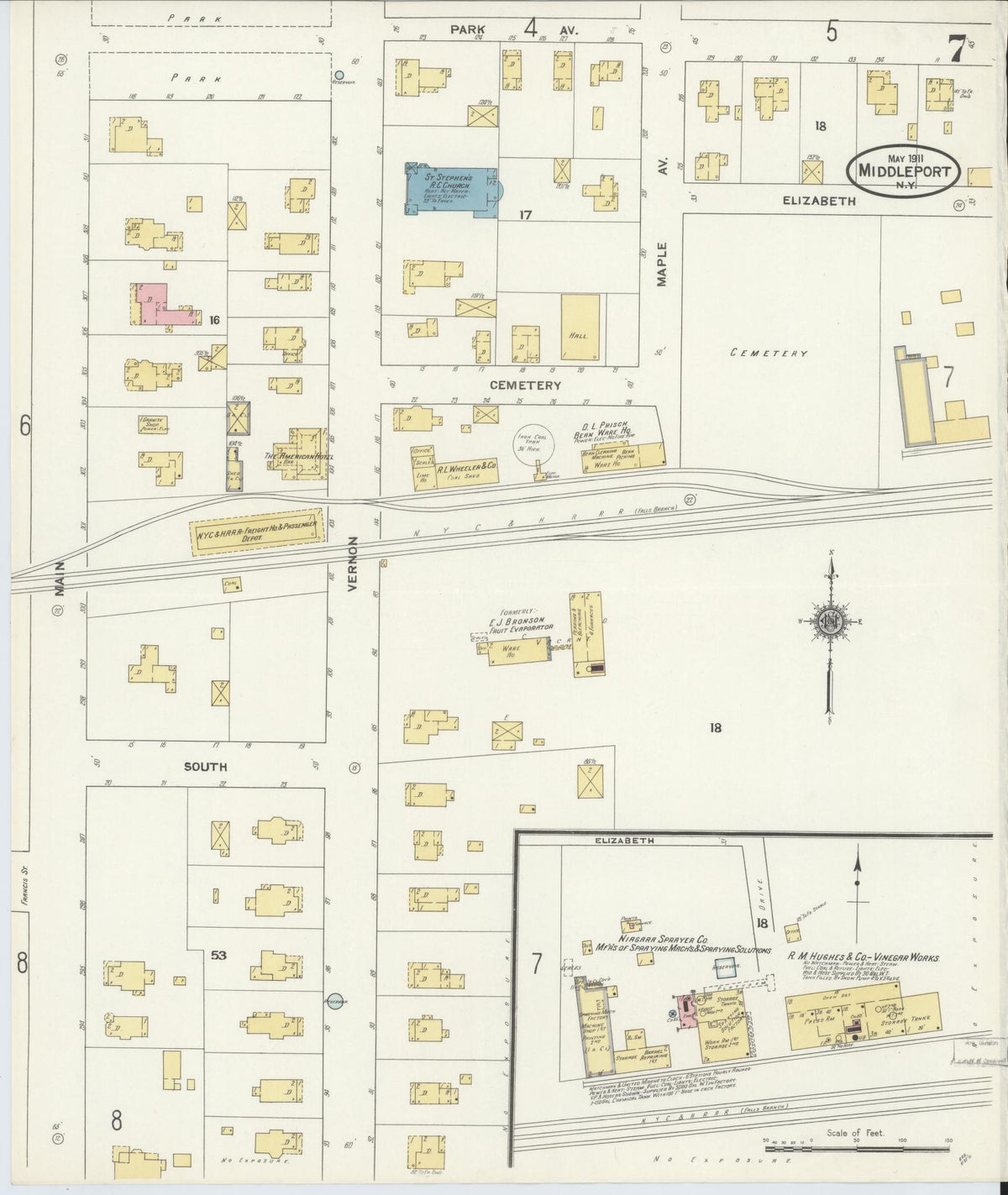 Sanborn Fire Insurance Map from Middleport, Niagara County, New York (1911), Sheet #0007 - Complete Map Set gallery image, historic Sanborn map, vintage wall art, New York New York