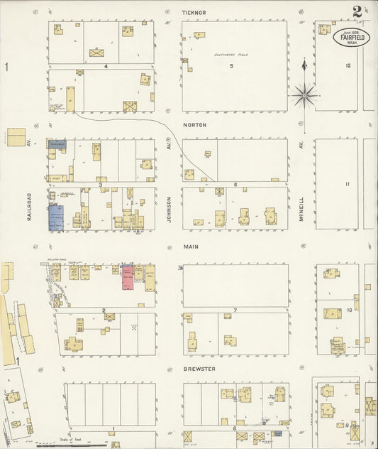 Sanborn Fire Insurance Map from Fairfield, Spokane County, Washington (1908), Sheet #0002 - Historic Sanborn Fire Insurance Map Print, vintage old map wall art, antique decor, genealogy gift, Washington Washington map