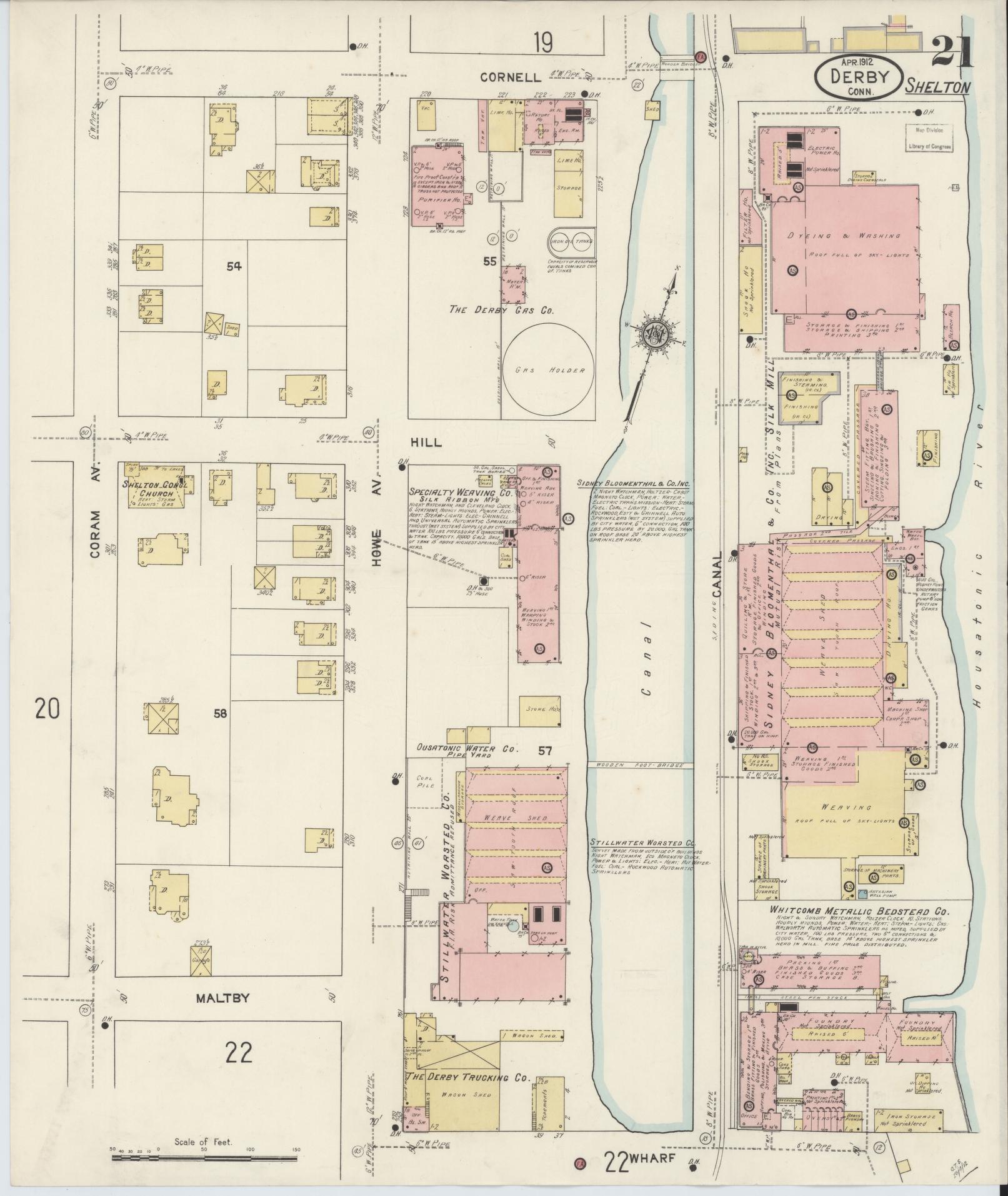 Sanborn Fire Insurance Map from Derby, New Haven County, Connecticut (1912), Sheet #0021 - Complete Map Set gallery image, historic Sanborn map, vintage wall art, Connecticut Connecticut
