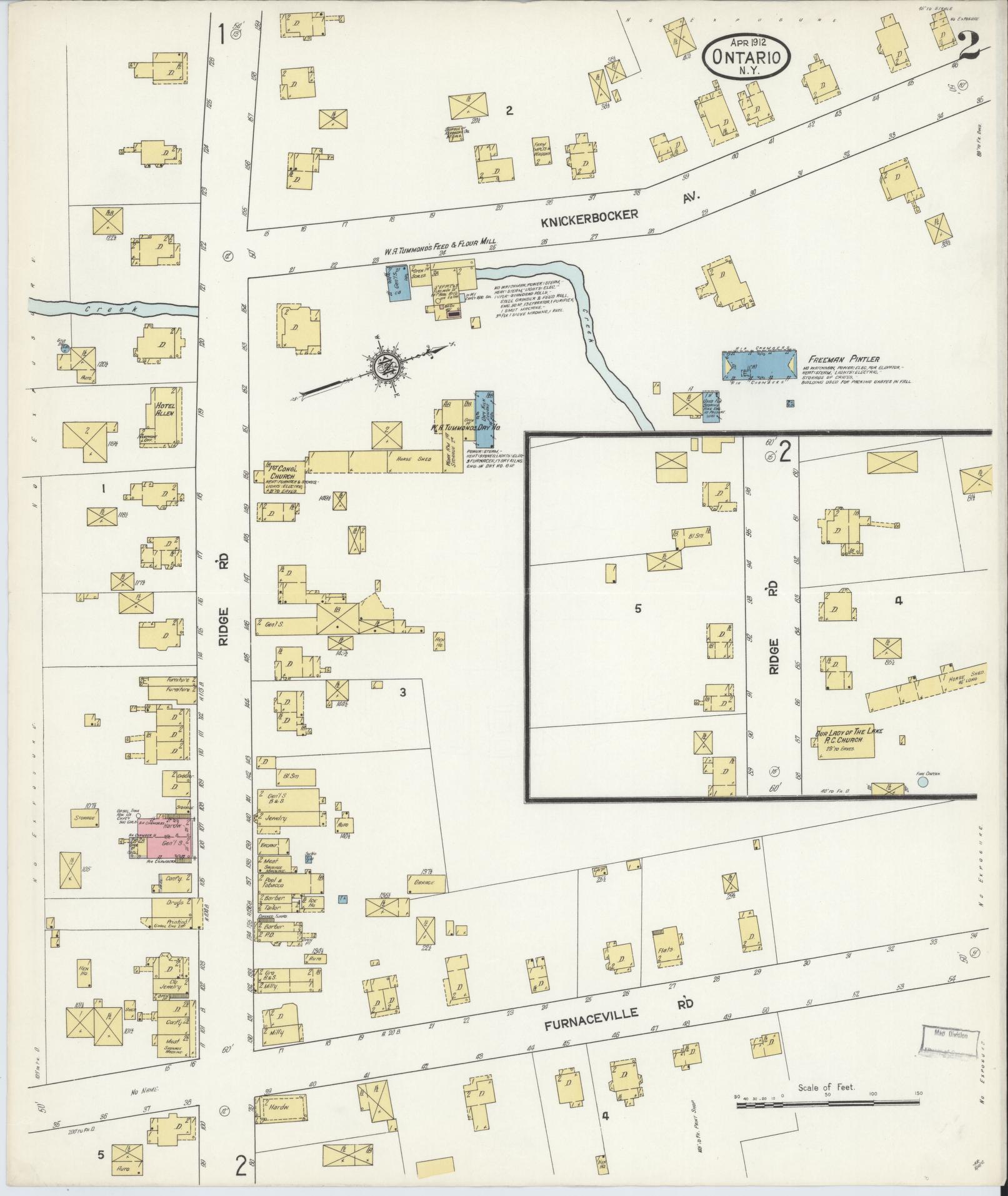 Sanborn Fire Insurance Map from Ontario, Wayne County, New York (1912), Sheet #0002 - Historic Sanborn Fire Insurance Map Print, vintage old map wall art, antique decor, genealogy gift, New York New York map