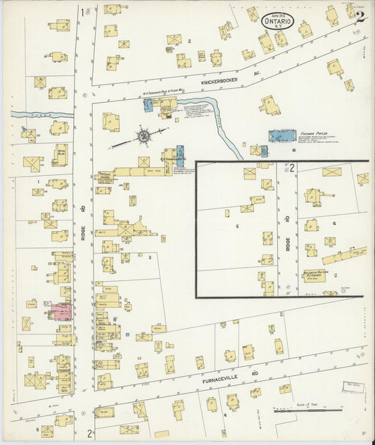 Sanborn Fire Insurance Map from Ontario, Wayne County, New York (1912), Sheet #0002 - Historic Sanborn Fire Insurance Map Print, vintage old map wall art, antique decor, genealogy gift, New York New York map