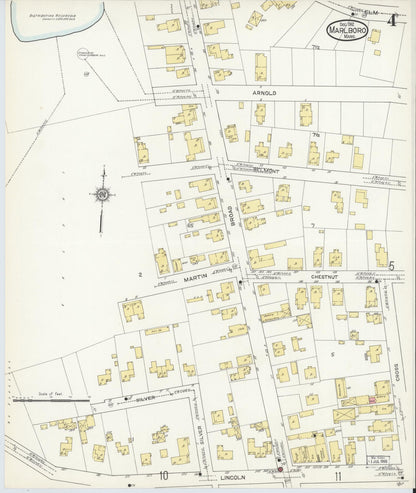 Sanborn Fire Insurance Map from Marlborough, Middlesex County, Massachusetts (1912), Sheet #0004 - Historic Sanborn Fire Insurance Map Print, vintage old map wall art, antique decor, genealogy gift, Massachusetts Massachusetts map