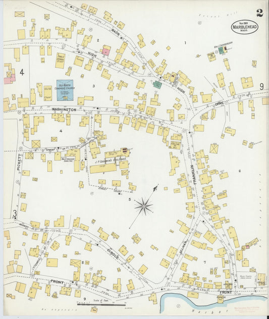 Sanborn Fire Insurance Map from Marblehead, Essex County, Massachusetts (1901), Sheet #0002 - Historic Sanborn Fire Insurance Map Print, vintage old map wall art, antique decor, genealogy gift, Massachusetts Massachusetts map