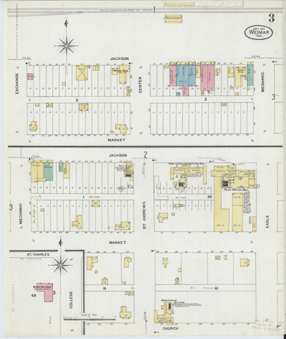 Sanborn Fire Insurance Map from Weimar, Colorado County, Texas (1907), Sheet #0003 - Complete Map Set gallery image, historic Sanborn map, vintage wall art, Weimar Colorado