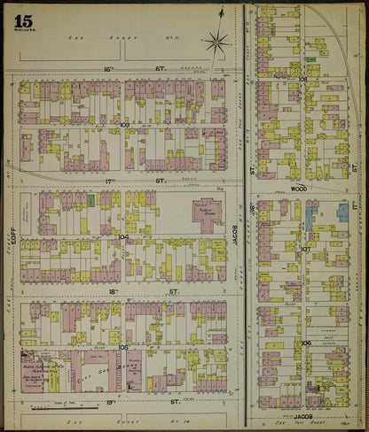 Sanborn Fire Insurance Map from Wheeling, Ohio County, West Virginia (1890), Sheet #0015 - Complete Map Set gallery image, historic Sanborn map, vintage wall art, West Virginia West Virginia