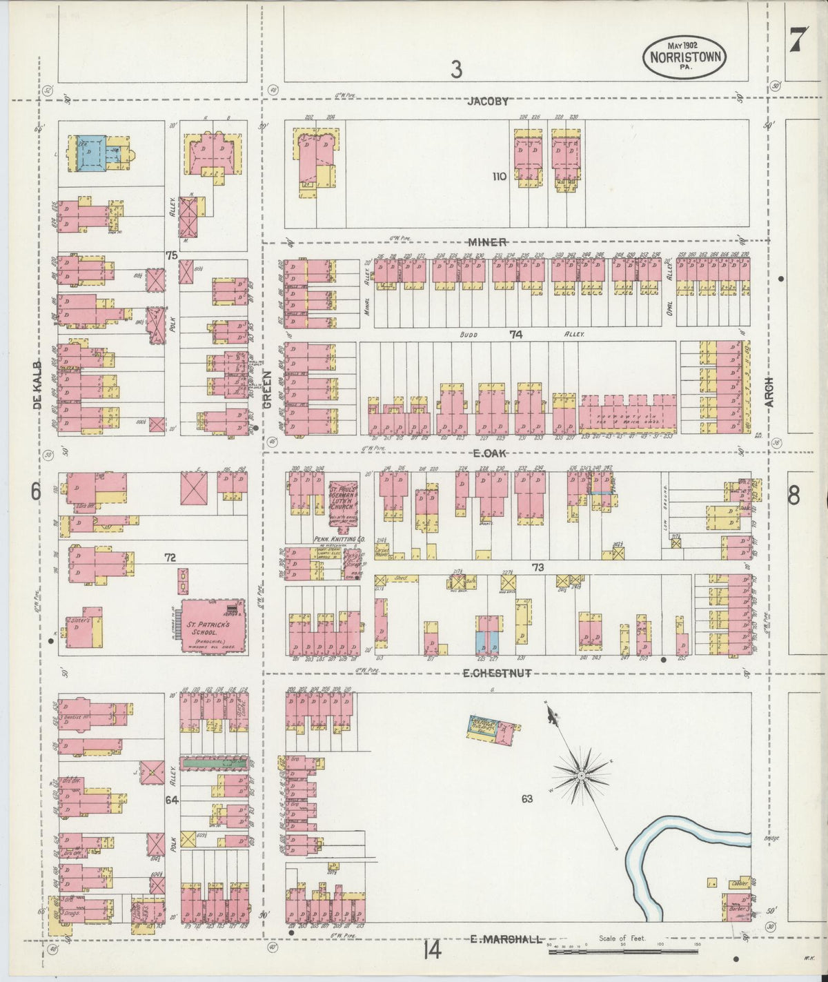 Sanborn Fire Insurance Map from Norristown, Montgomery County, Pennsylvania (1902), Sheet #0007 - Complete Map Set gallery image, historic Sanborn map, vintage wall art, Pennsylvania Pennsylvania