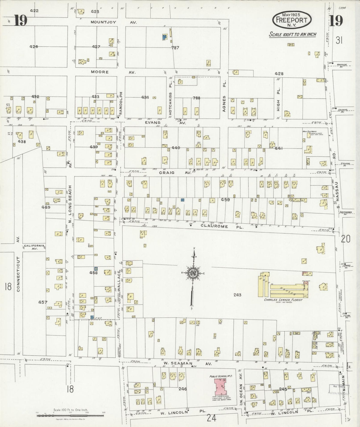 Sanborn Fire Insurance Map from Freeport, Nassau County, New York (1925), Sheet #0019 - Complete Map Set gallery image, historic Sanborn map, vintage wall art, New York New York