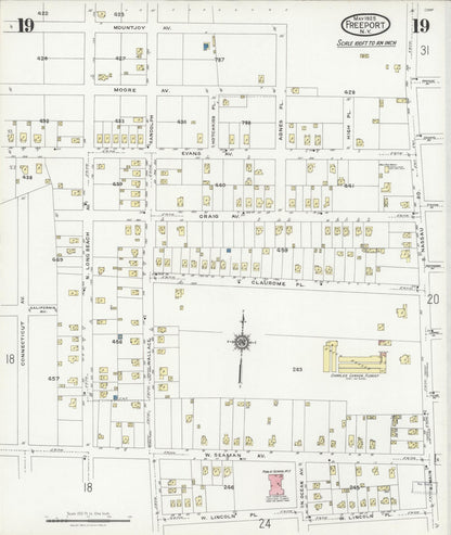 Sanborn Fire Insurance Map from Freeport, Nassau County, New York (1925), Sheet #0019 - Complete Map Set gallery image, historic Sanborn map, vintage wall art, New York New York
