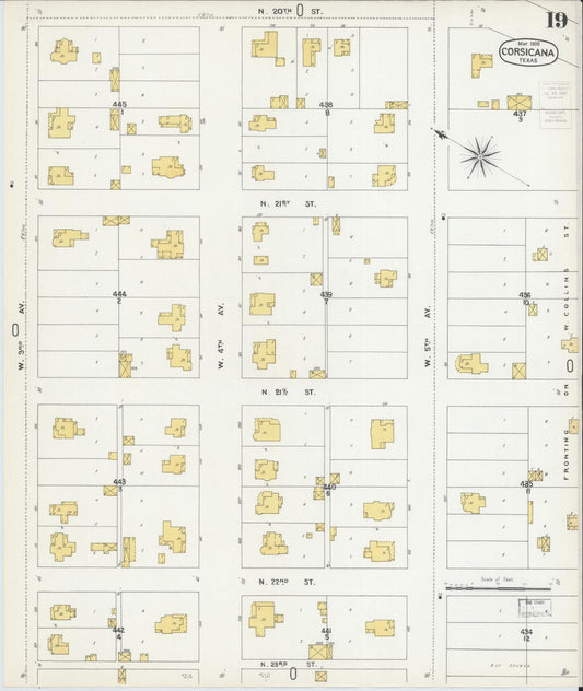 Sanborn Fire Insurance Map from Corsicana, Navarro County, Texas (1900), Sheet #0019 - Historic Sanborn Fire Insurance Map Print, vintage old map wall art, antique decor, genealogy gift, Texas Texas map