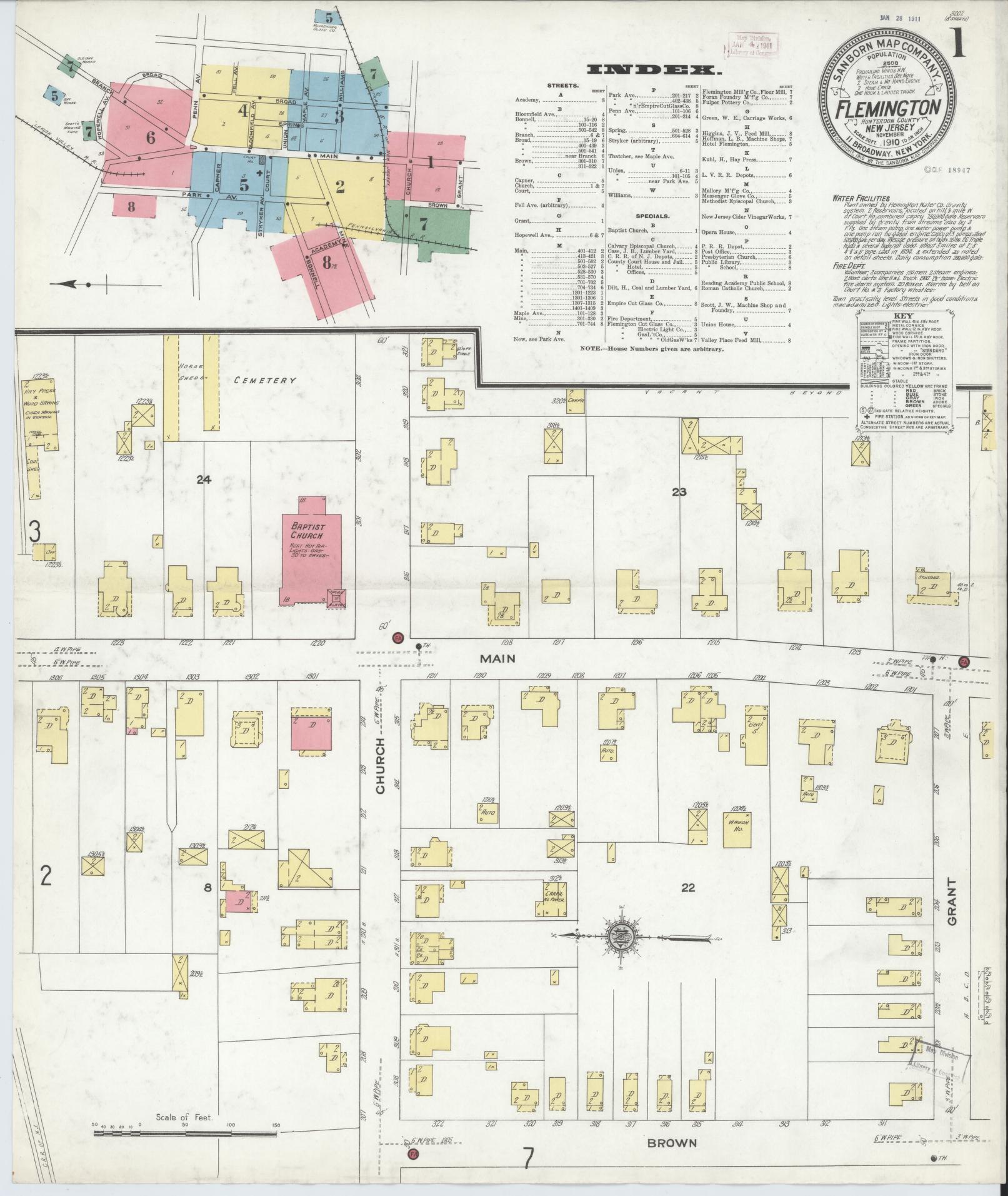 Sanborn Fire Insurance Map from Flemington, Hunterdon County, New Jersey. (1910) – Historic Sanborn Fire Insurance Map Print