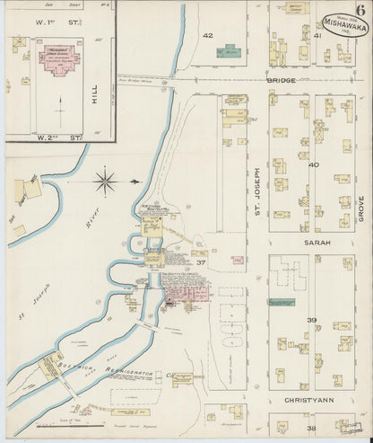 Sanborn Fire Insurance Map from Mishawaka, Saint Joseph County, Indiana (1886), Sheet #0006 - Complete Map Set gallery image, historic Sanborn map, vintage wall art, Indiana Indiana
