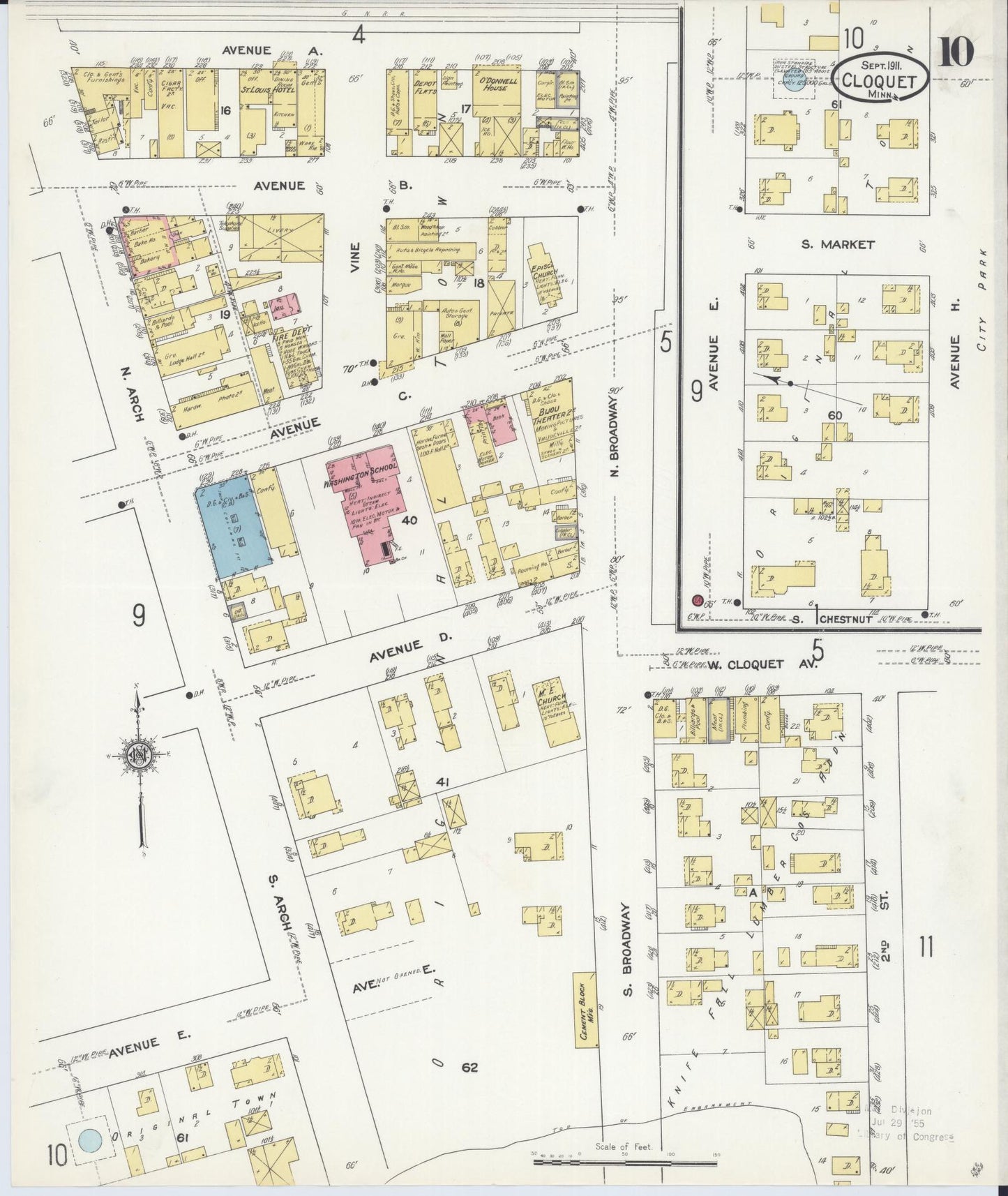 Sanborn Fire Insurance Map from Cloquet, Carlton County, Minnesota (1911), Sheet #0010 - Complete Map Set gallery image, historic Sanborn map, vintage wall art, Minnesota Minnesota