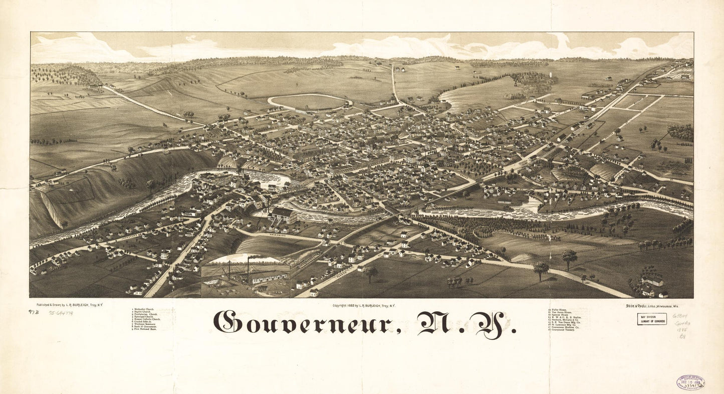 Gouverneur, N.Y. (1885) – Historic Bird’s-Eye View Panorama Print