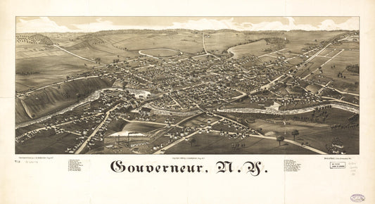 Gouverneur, N.Y. (1885) – Historic Bird’s-Eye View Panorama Print